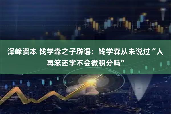 泽峰资本 钱学森之子辟谣：钱学森从未说过“人再笨还学不会微积分吗”