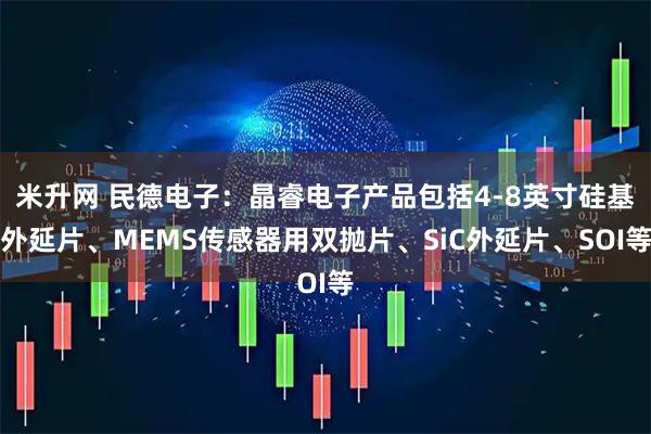 米升网 民德电子：晶睿电子产品包括4-8英寸硅基外延片、MEMS传感器用双抛片、SiC外延片、SOI等